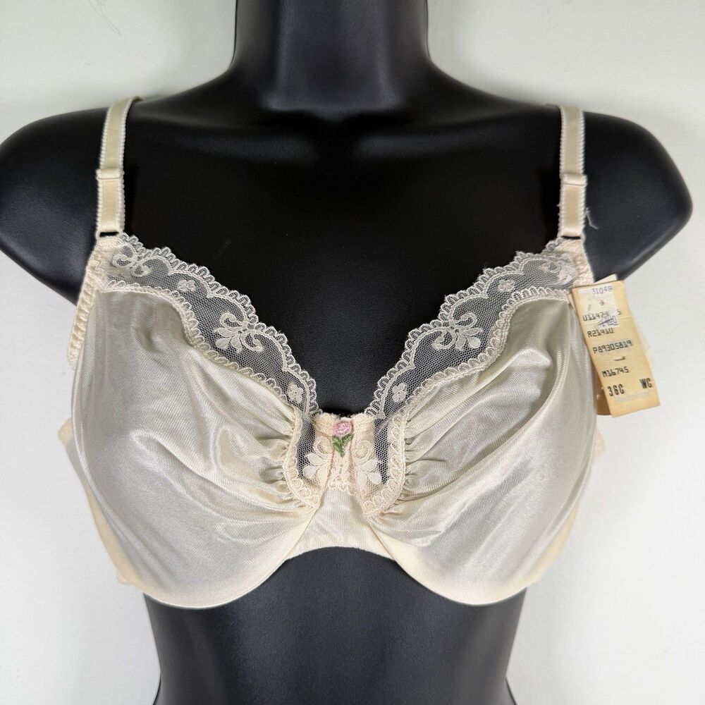 Vintage Maidenform Delectable Lace Underwire Bra Size 36C New Demi Nude 5819
